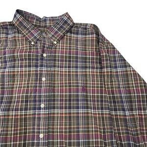 Polo‎ Ralph Lauren Men's Multicolor Plaid Shirt Green Yellow Purple 2XB